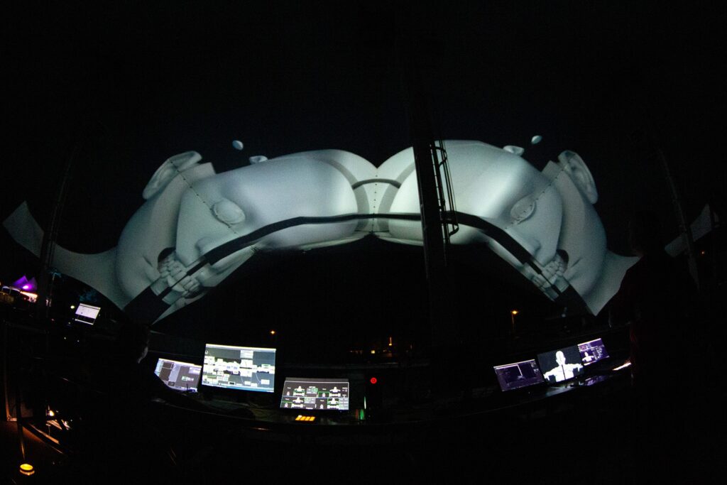 Camp Bisco pavilion roof tomorrow night.. this little snippet is created by Cullen working with Datagrama Visuals for Tipper's closing set.. our team is using 8 projectors and sending 4K signal in real time. Break Yer Neck (looking up for an hour) Posted by Tipper & Friends FB page
July 17 2019